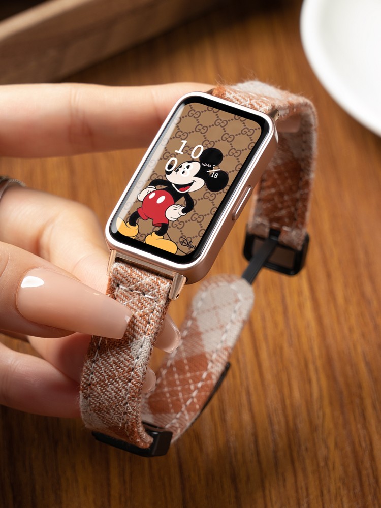 Suitable for Huawei Bracelet 8 Strap 9 Watch 7 Strap Smart Canvas Sports Watch Plaid Wristband New Arrival Girls Replacement Strap Fall and Winter Band 7 Th and 8 Th Generation Men Metal Buckle Preppy Style Accessories