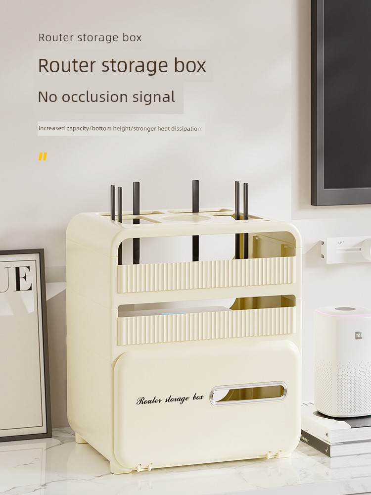 WiFi Router Storage Box Socket TV Set-Top Box Rack Wireless Optical Modem Place Wire Finishing Handy Gadget