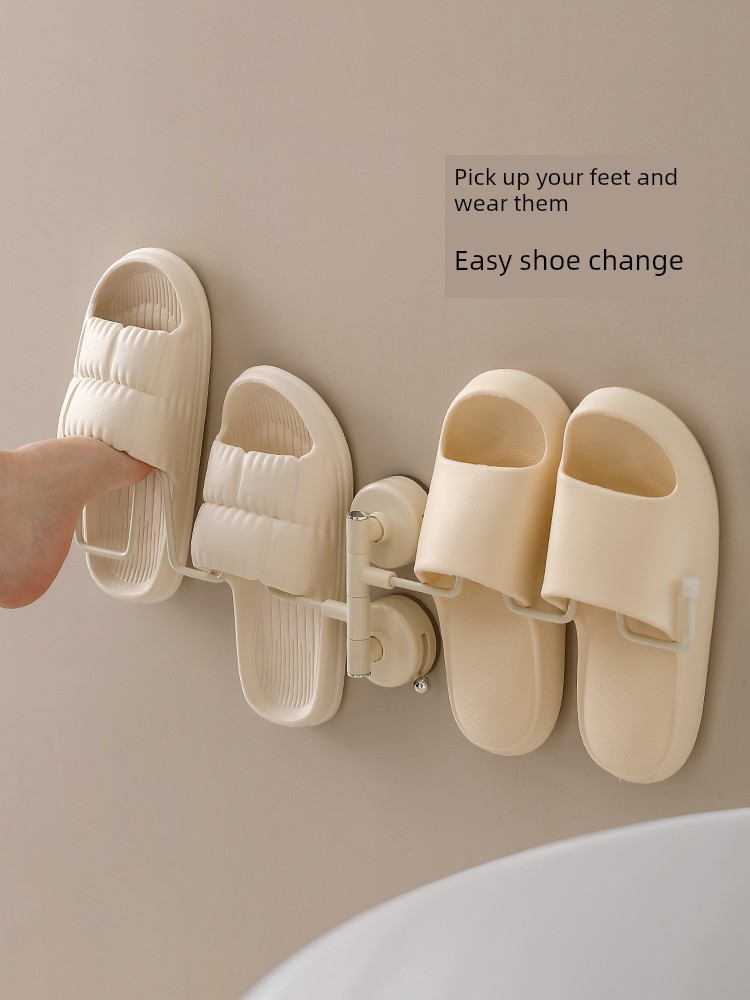 Fasola Suction Cup Slipper Rack Bathroom Punch-Free Toilet Rack Wall-Mounted For Home Storage Drain Rack