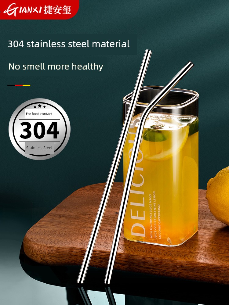 304 Stainless Steel Straw Package Food Grade Environment-Friendly Drinking Straw For Home Milk Tea and Coffee Non-Disposable Portable Straw