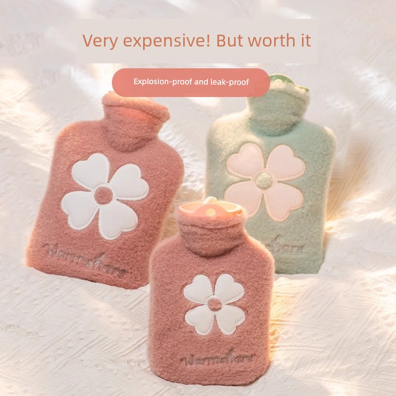 Jujiajia Plush Hot Water Bag Water Injection Large Hot Compress Belly Warming Water Bag Irrigation Hand Warmer Warm Artifact