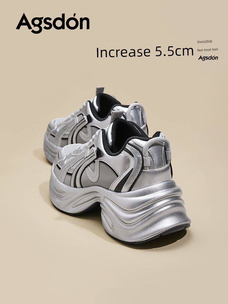 Silver Dad Shoes Women's 2024 New Arrival Spring, Autumn and Winter Thick Sole Increased Super Hot All-Match Casual Sneaker This Year