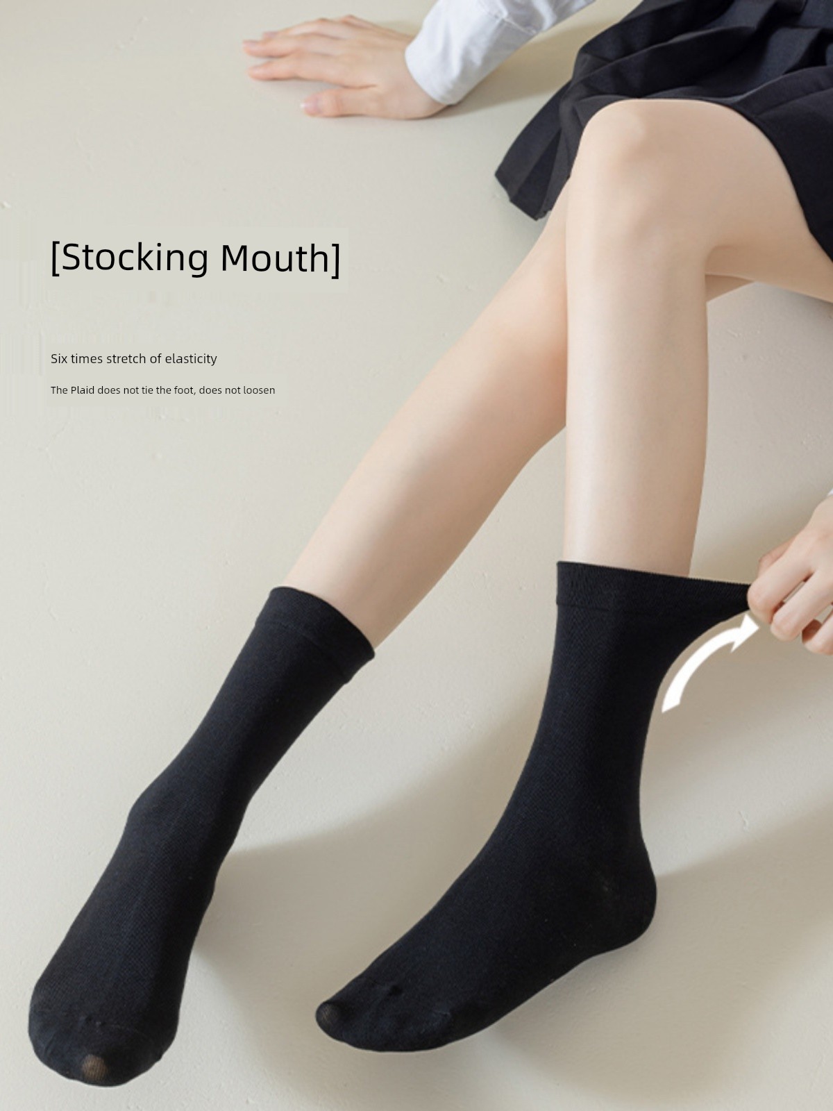Calf Socks Women's Autumn and Winter Slim Looking Compression Stockings Knee High with Loafers JK Socks Black Non-Slip No Heel Slippage Knee High over-the-Knee Socks