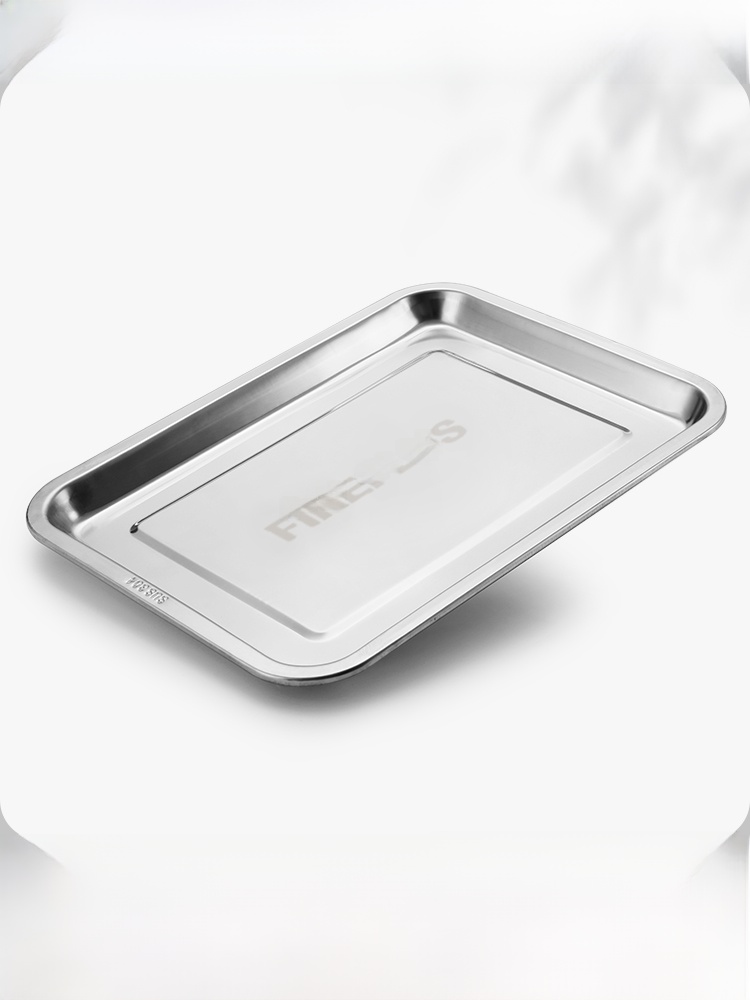 Fenpai 304 Barbecue Square Plate Stainless Steel Plate Barbecue Tray Barbecue Plate Household Plate Deep Square Plate Square Plate Grilled Fish Dish