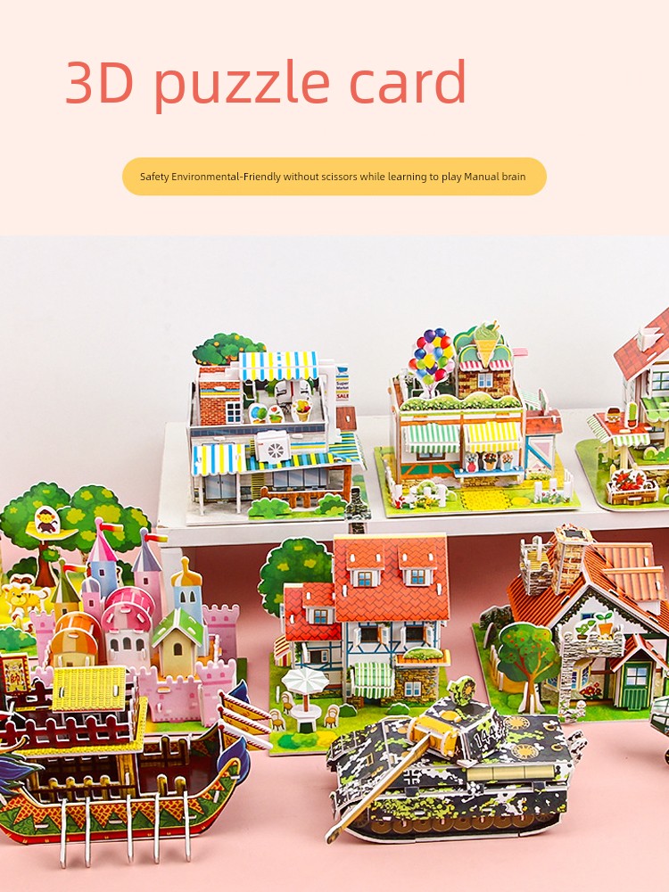 3D Three-Dimensional Puzzle Toy House Building Blocks Kids Educational Fun Handmade Model DIY Joypin 3 to 6 Girls