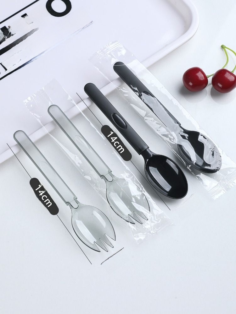 Individually Packaged Frosted Blossom Grass Jelly Commercial Takeaway Spoon