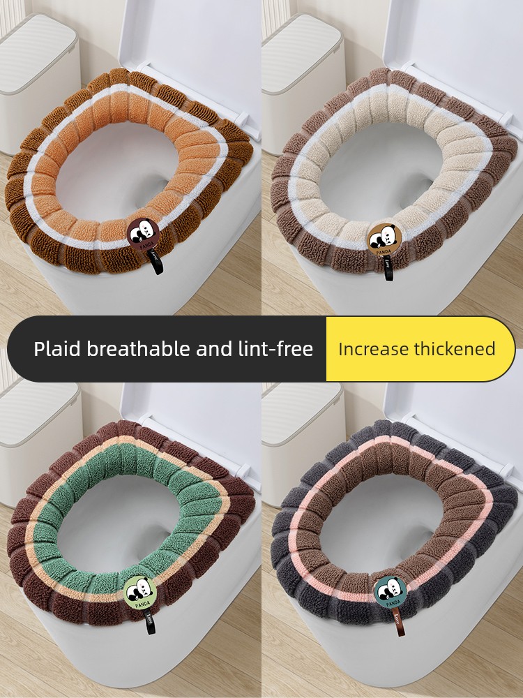 Toilet Seat For Home Fleece-lined Thickened All Year Round Neutral Toilet Winter Knitting Large Fancy Cushion