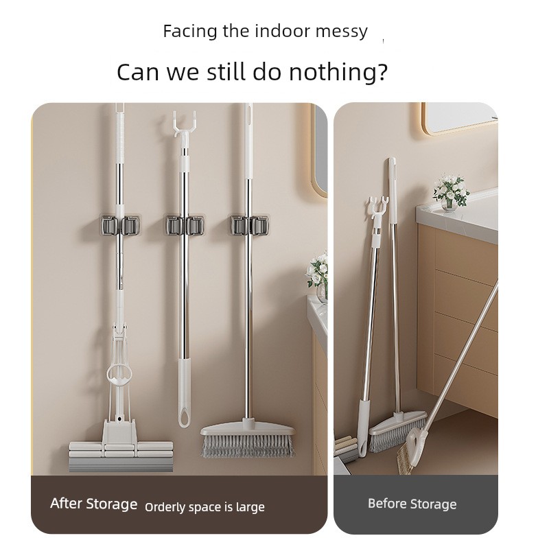 New Arrival ABS Bathroom Wall Mount Bathroom Storage Handy Gadget Broom Hanger Strong Single Mop Hook