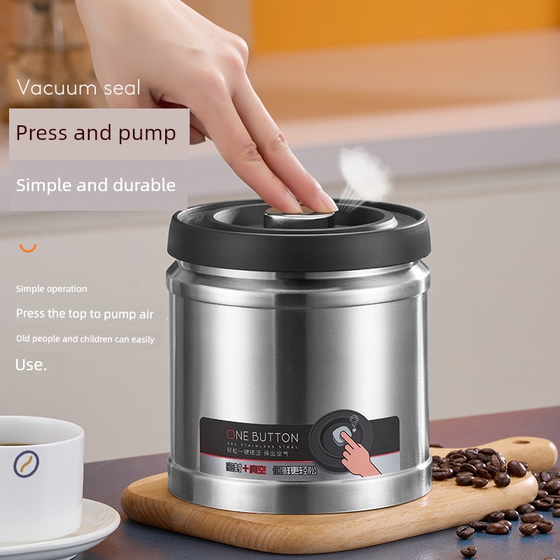 Sealed Cans Vacuum Storage Cans Tea Cans Coffee Beans Storage Jar Stainless Steel Moisture-Proof Cereals Storage Box