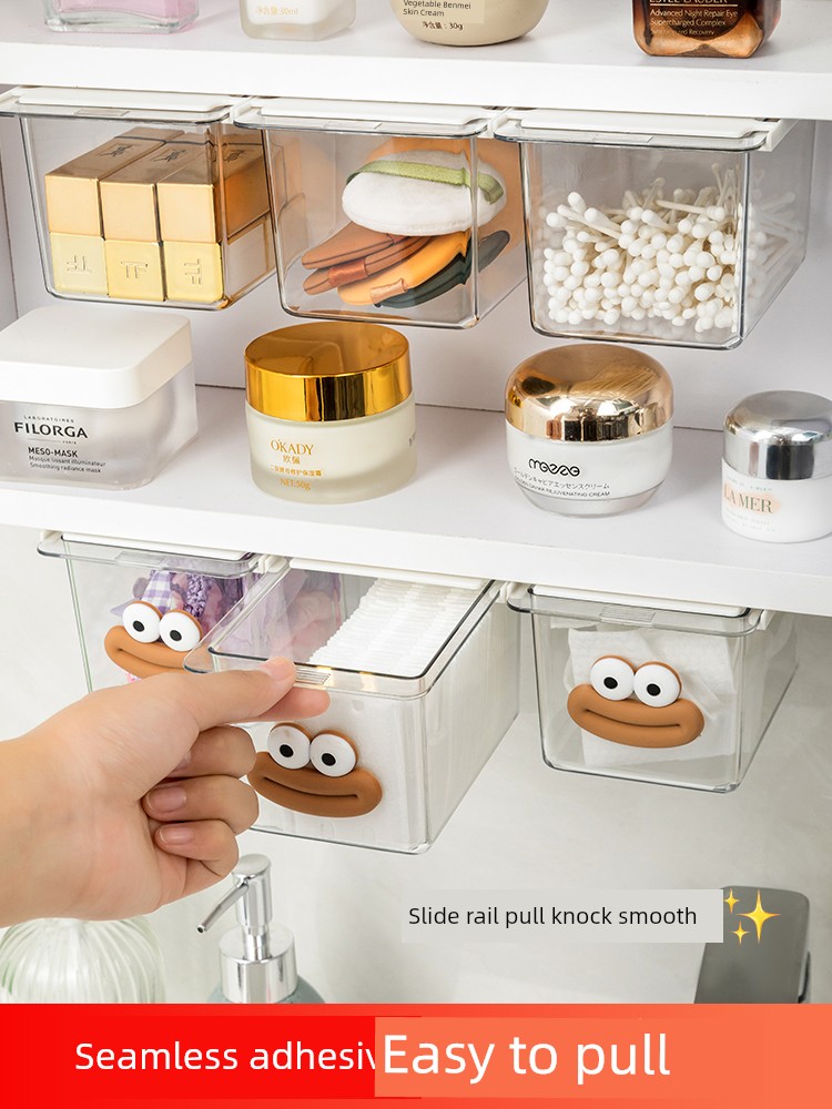 Cute Bathroom Mirror Cabinet Lower Drawer Type Storage Box Makeup Cotton Cleansing Cotton Storage Cosmetic Shelf Handy Gadget