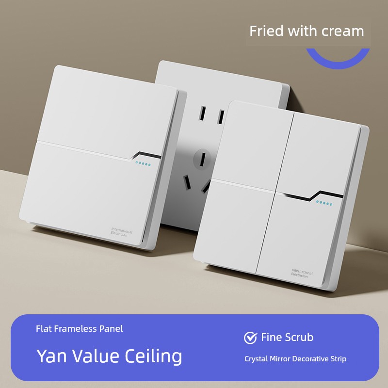 International Electrician Oblique Five-Hole Socket Panel Switch 86 Type Concealed Dislocation 5-Hole Wall For Home Two and Three Pins Power Supply