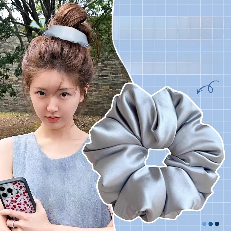 Pillow Large Intestine Hair Ring Kitsch Cotton Padded Sleep Satin Silk Hair Ring Female Fancy Bun Headdress