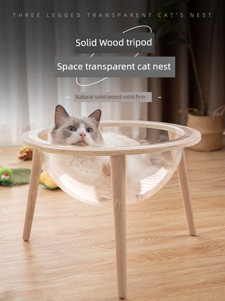 Cat Nest All Year Round Neutral Summer Breathable Solid Wood Cat Bed Space Capsule Cat Hammock Wool Sofa Summer Cool Nest Cat-Related Products