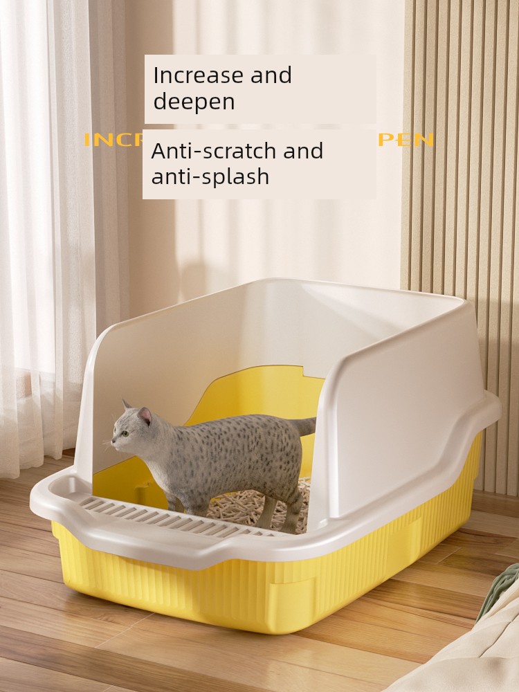 Litter Box High Fence Oversized Anti-Splash Pad Cat Toilet Fully Open Maine Coon Litter Box Cat Litter Basin Sub