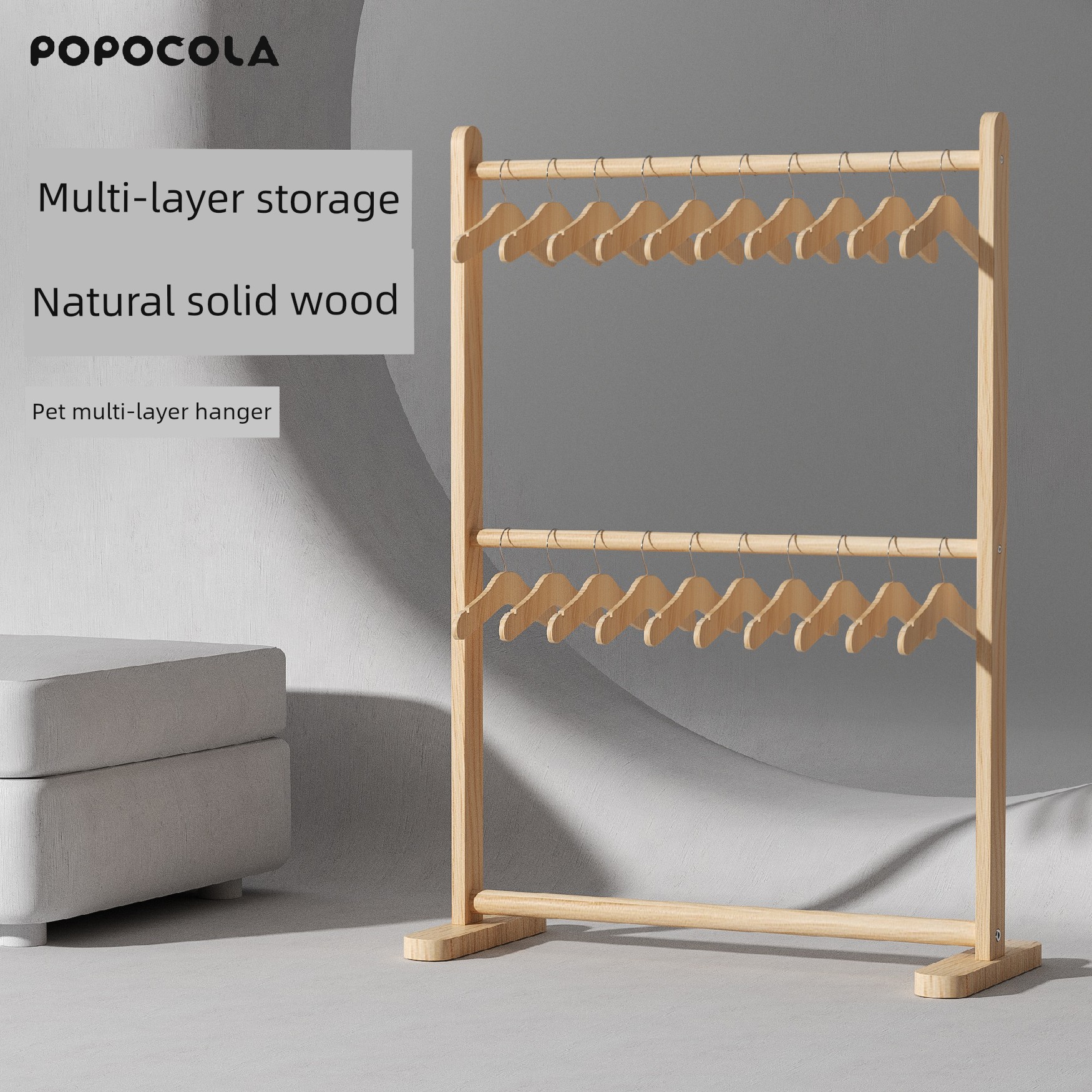 Popo Dog Hanger Floor Clothes Storage Shelf Pet Display Small Hanger Cat Clothes Rack Puppy Wardrobe