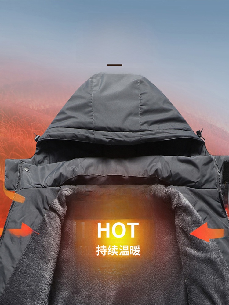 Men Shell Jacket Men's Winter Fleece-lined Thickened plus Size Cotton Clothes Dad Winter Clothes Middle-Aged and Elderly Cotton-Padded Clothes Outwear Men