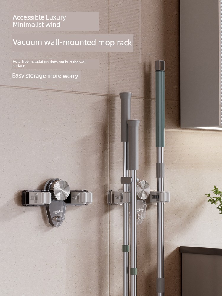 Suction Cup Mop Wall Hanging Clip Bathroom No Punch Mop Clip Broom Mop Hook Fixed Storage Rack Storage Fantastic