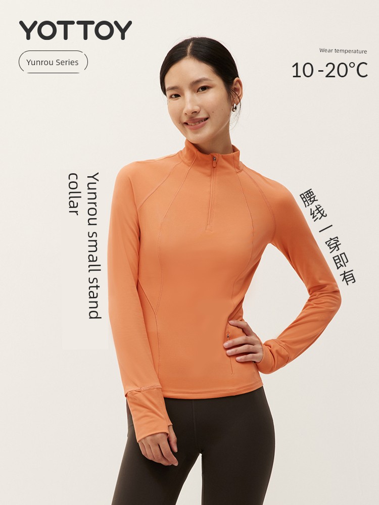 Yottoy Half Zipper Women's Long Sleeve Slimming Stand Collar Yoga