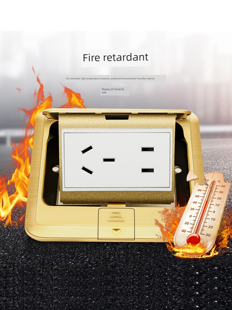 International Electrician Floor Outlet Socket Hidden Invisible Copper Waterproof Ultra-Thin Ground Cover Plate Five-Hole Network Floor Socket