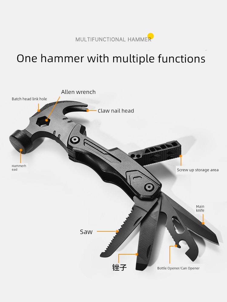 Primitive Man Outdoor Multi-Functional Claw Hammer Tent Ground Claw Hammer Outdoor Camping Tool Ground Hammer Survival Accessories