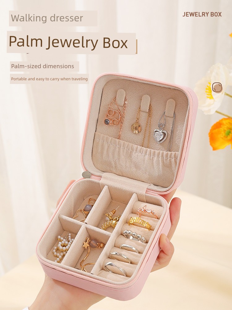Portable Jewelry Box Stud Earrings Necklace Ring Storage Box Small Exquisite Mini Home Jewelry Box