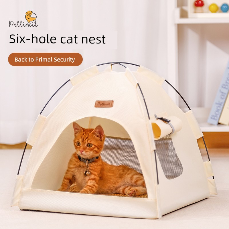 Cat Nest Pet Tent Summer Summer Summer Mat Sleep House Semi-Enclosed Sense of Security Cat Bed Small House All Year Round Neutral