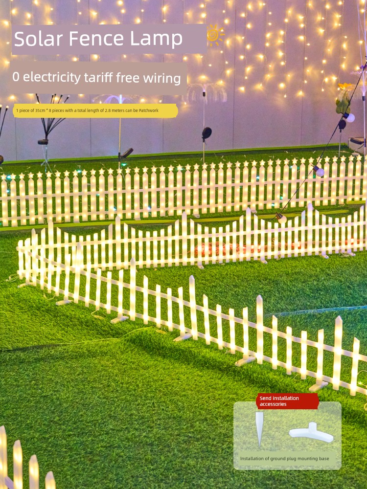 Solar Courtyard Ambience Light Outdoor Waterproof Lawn Lamp Scene Layout Decoration Luminous Fence Light Guard Bar, Fence