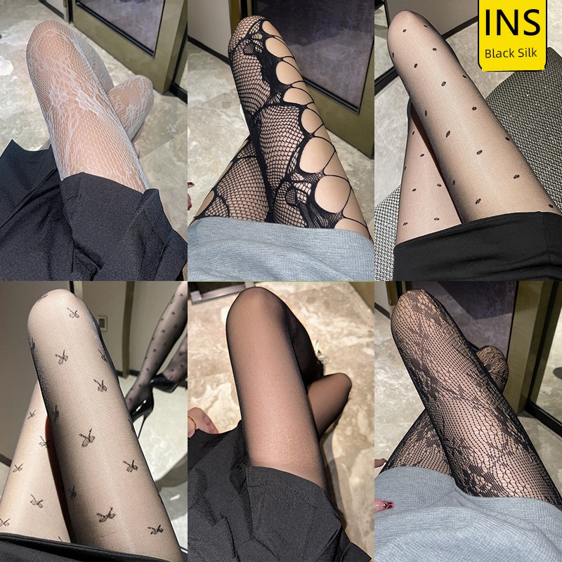 Black Silk Stockings Women's Sexy Ultra Slim Anti-Snagging 0D Superb Fleshcolor Pantynose Sexy Polka Dot Black JK Fishnet Pantyhose Summer
