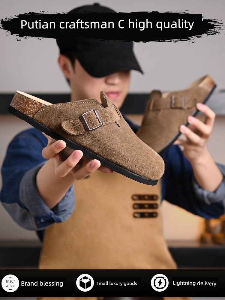 Birkenstock Men's and Women's Summer Outdoor Outwear Baotou Half Care Shoes Heel-Free Thick Sole Men's Fishing Boken Sandals