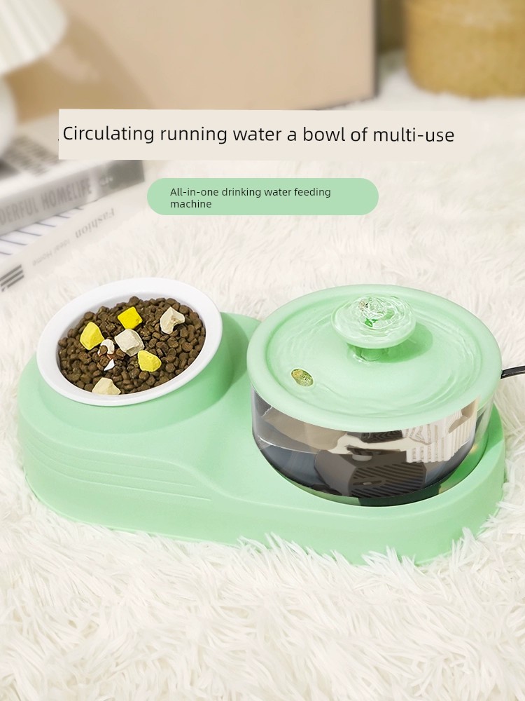 Cat Water Fountain Automatic Circulation Flow Water Fountain Pet Drinking Water Apparatus Basin Cat Water Bowl Integrated Ceramic Cat Bowl