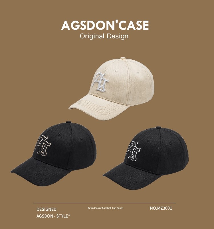 Augusto Hat Female 2024 New Arrival Spring Baseball Cap Male Couple's Big Head Circumference Black Hard Top Peak Cap