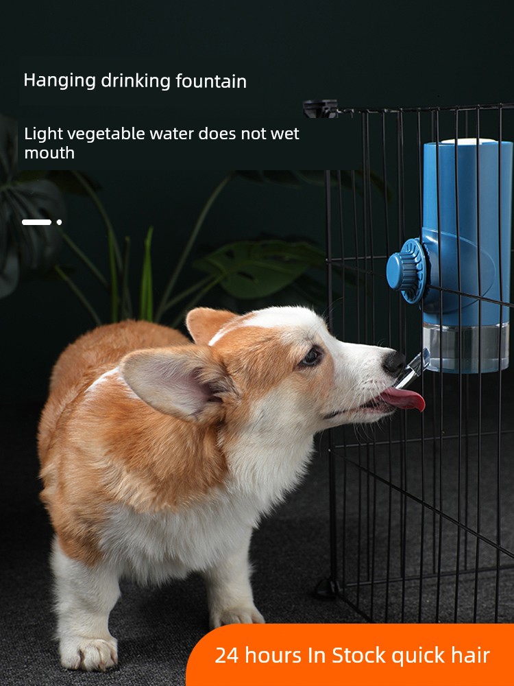 Dog Water Fountain Dog Crate Hanging Drinking Water Apparatus Mouth Wet-Proof Pet Water Bottle Hanging Corgi Puppy Drinking Water Handy Gadget