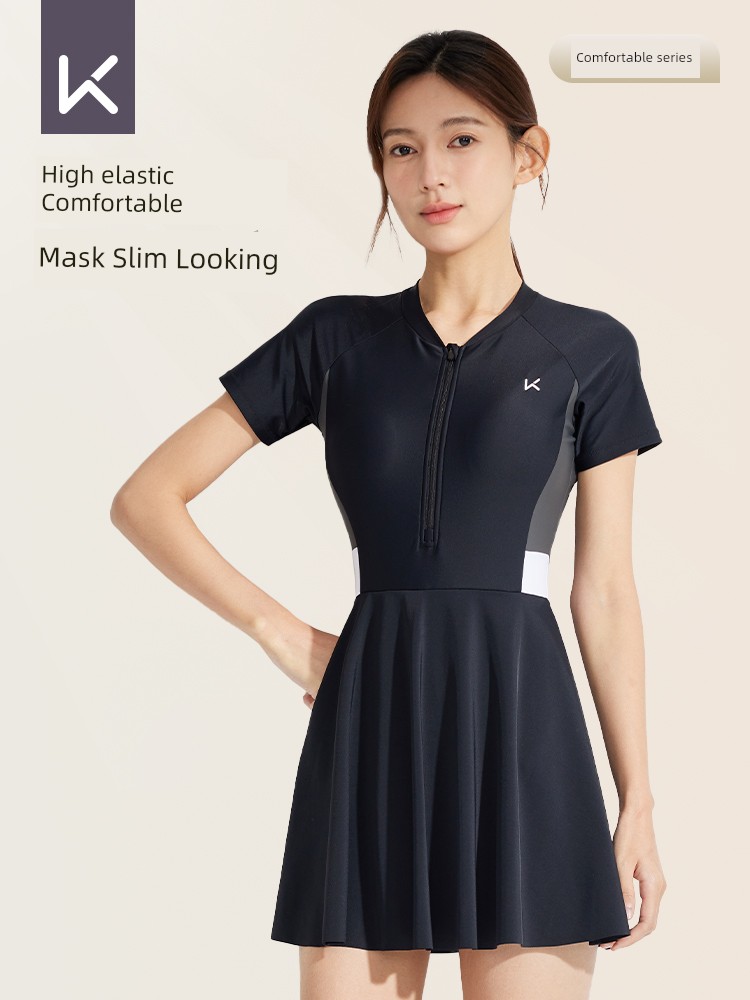 Keep Swimsuit Women's 2025 New Arrival Sports Swimwear Women's Slim Looking Siamese plus Size Conservative Hot Spring Swimsuit
