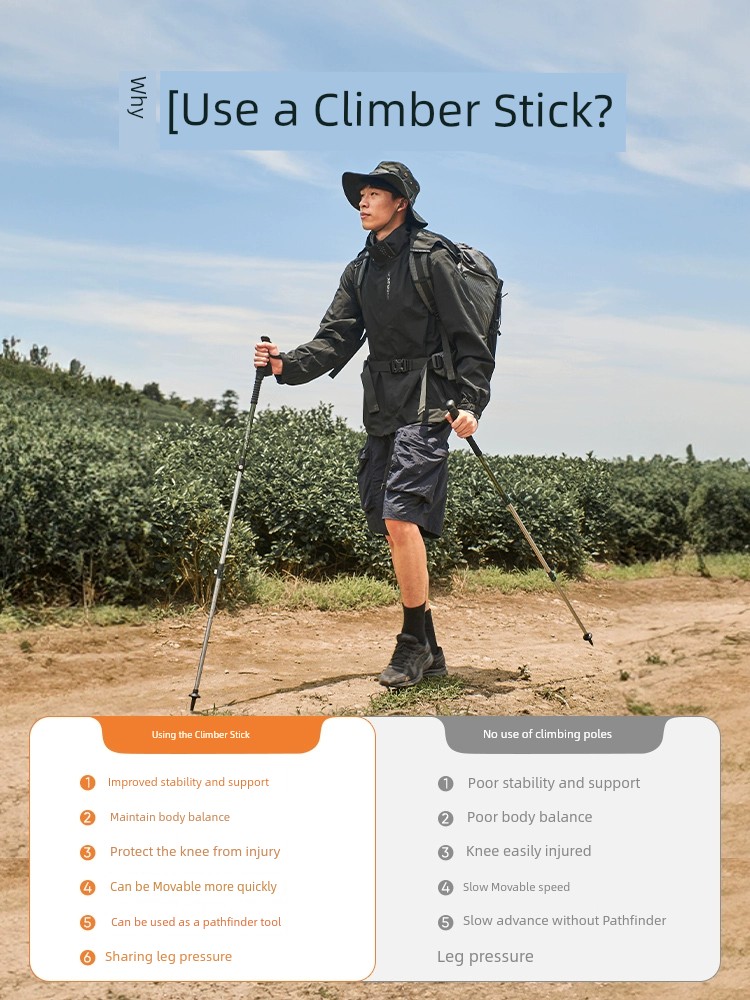Primitive Man Outdoor Foldable Hiking Lightweight Alpenstock