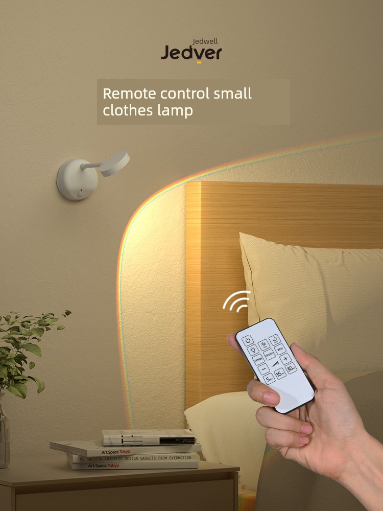 Remote Control Small Night Lamp Bedroom and Household Wall Lamp Infrared Sensor Lamp Charging Bedside Lamp Spotlight Wireless Punch-Free