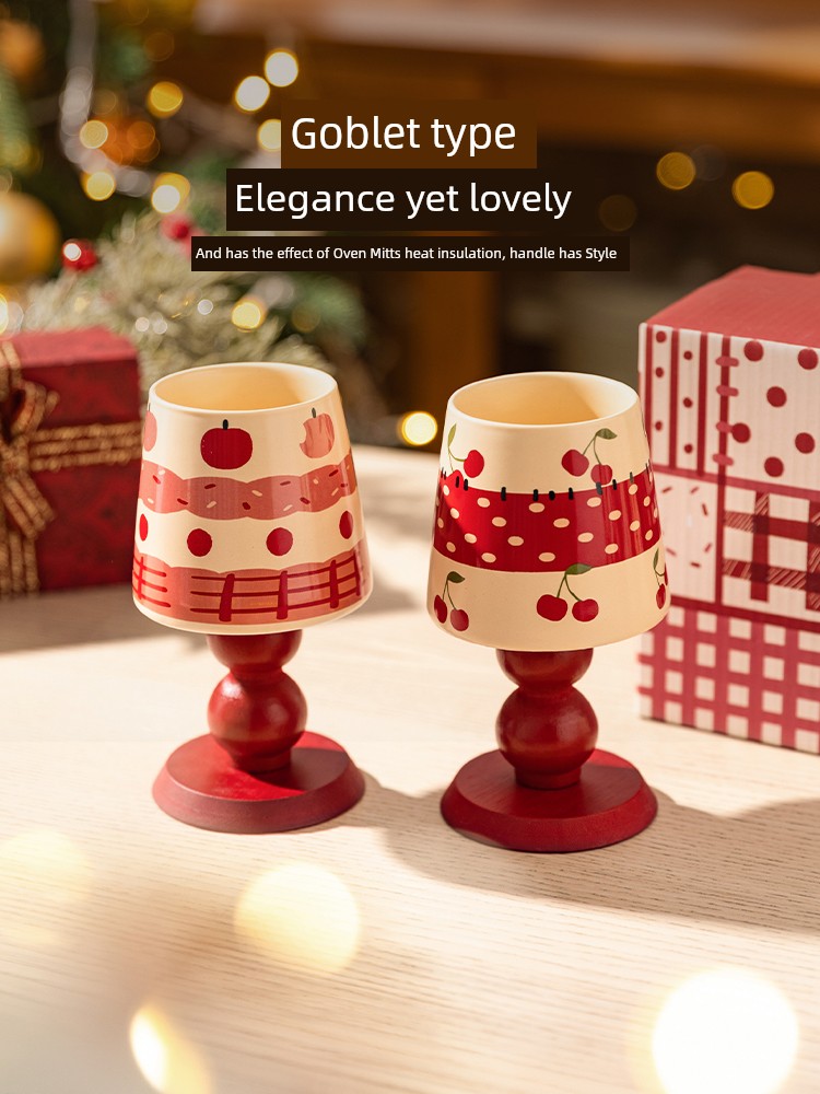 Modern Housewife Goblet Ceramic Mug Household Water Cup Creative Wine Glass Birthday Gift Cute Apple Cup