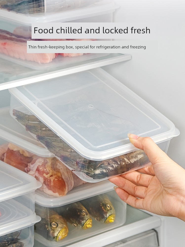 Frozen Shrimps Packing Crisper Storage Box Fish Meat Thin Meat Slice Refrigerator Storage Box Food Grade Food Finishing Box Mr