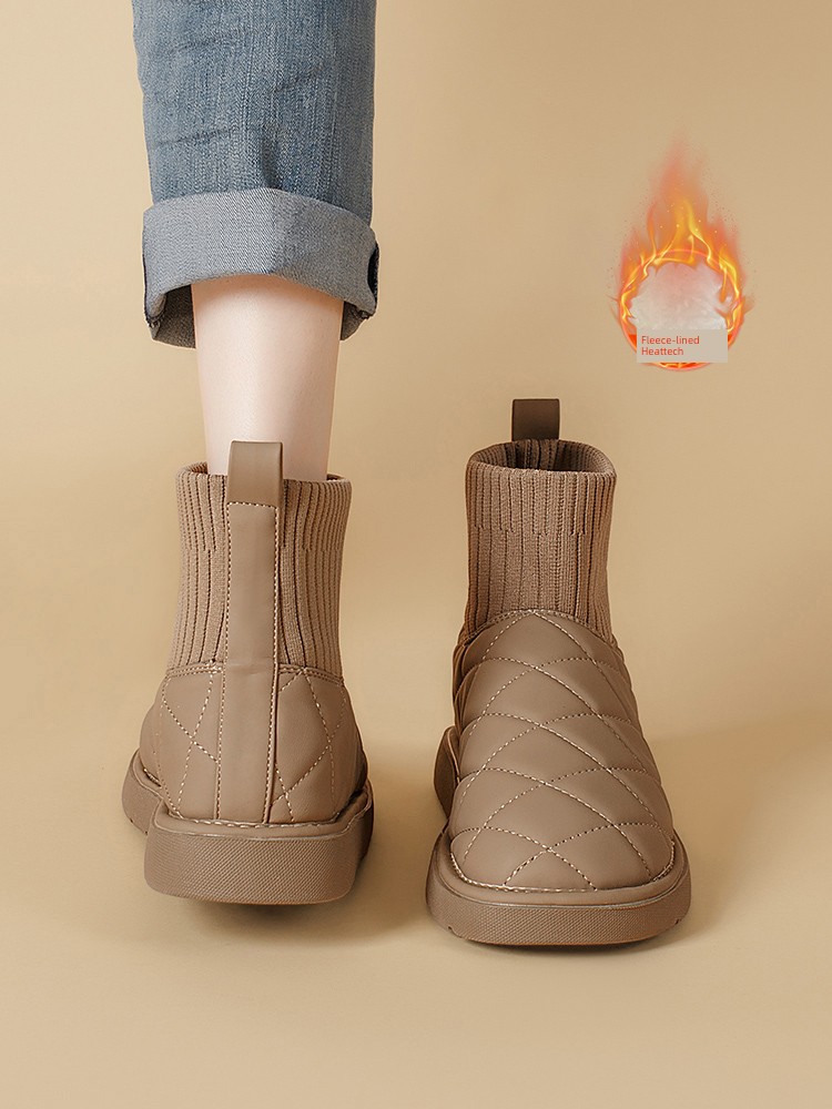 Snow Boots for Women 2024 New Arrival Winter Fleece-lined Thickening Thermal Cotton Shoes Waterproof Northeast Mulberry Slope Thick Sole Bread Boots