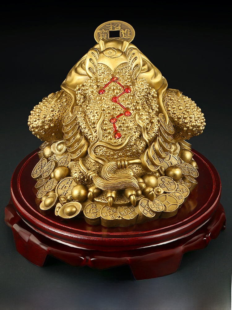 Qing Dynasty Five Emperors' Coins Living Room Three Feet Golden Toad Opening Pure Brass