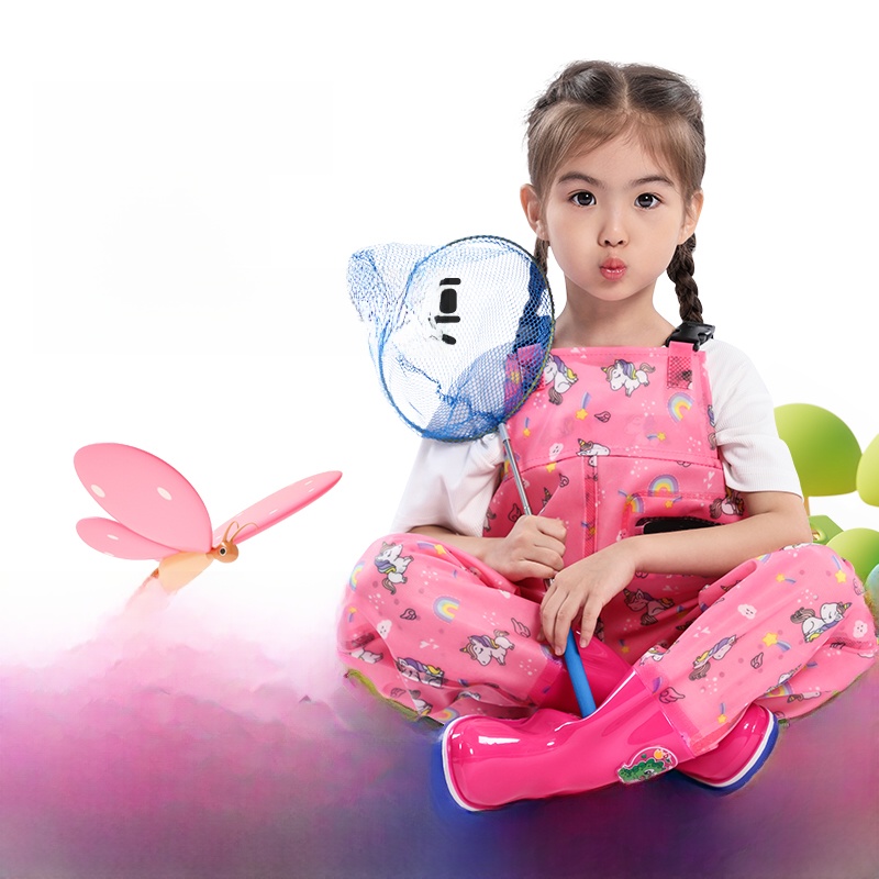 Kids Half-Length Wader Water Suit One-Piece Rain Boots Rain Pants One-Piece Waterproof Catch the Sea Clothing Kindergarten Play Voile Blouse Fishing