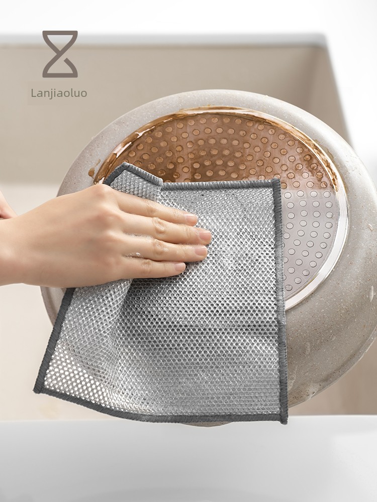 Lanjiaoluo Steel Wire Dishwashing Cloth Kitchen Special Cleaning Oil-Free Easy Cleaning Cleaning Dishes Cloth Dish Towel Stove