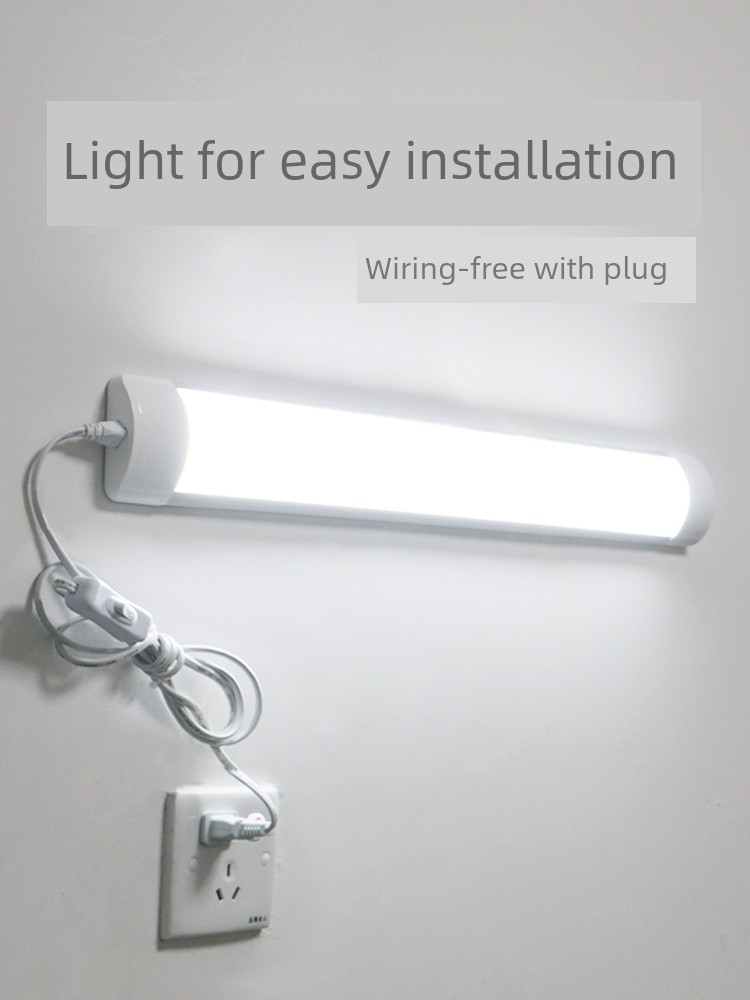 Balcony Light Simple and Easy to Install Lamp Plug-in Lighting Tube Lamp Complete Collection with Plug Plug Plug-in Electric Tube Strip Brightening Power Strip Self-Priming Portable Bolt Power Saving Nail-Free Ceiling