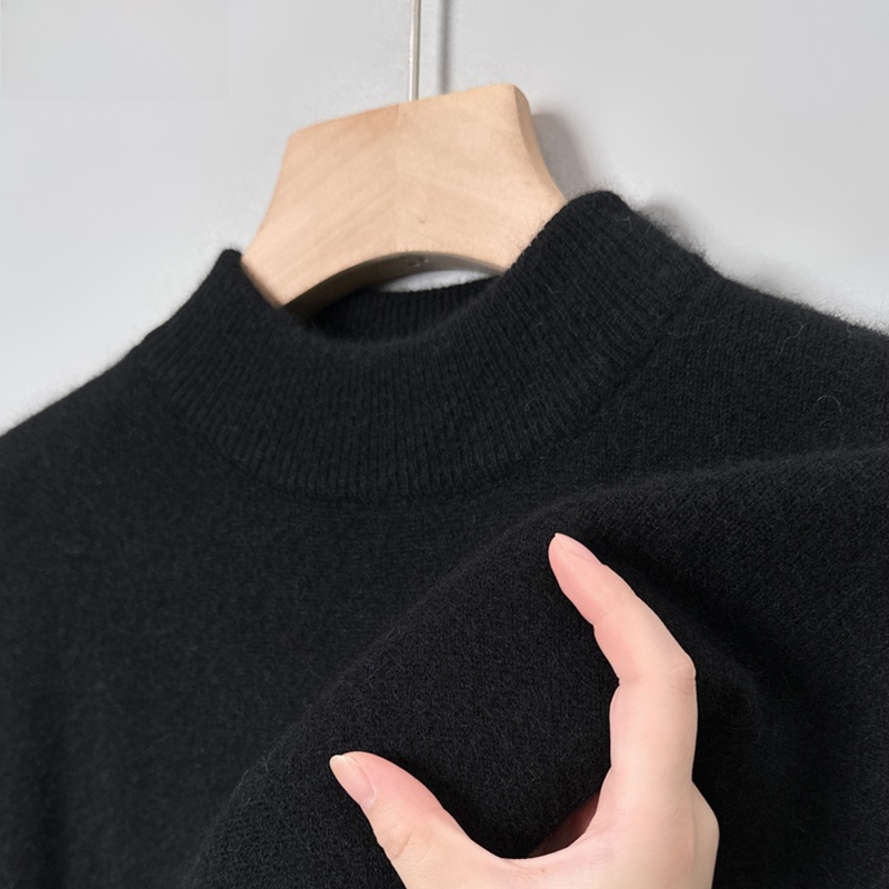 Woodpecker 100% Pure Cashmere Men Thickened Heattech Mock Neck Sweater Middle-Aged Autumn and Winter Base Cardigan