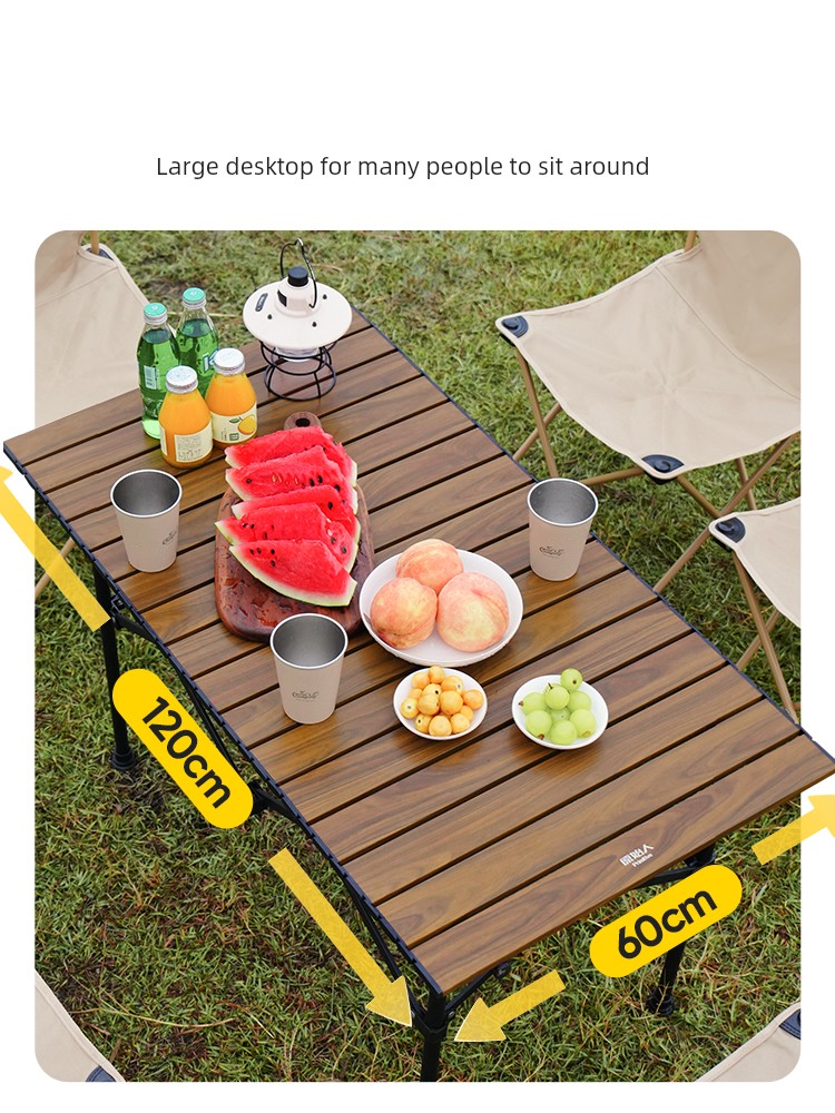 Primitive Man Outdoor Camping Table and Chair Folding Table Egg Roll Table Portable Picnic Table and Chair Suit Camping Equipment Supplies