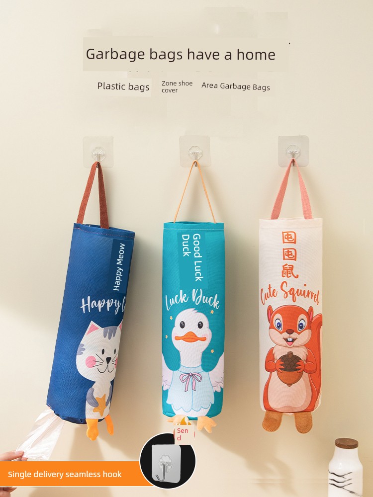 Wall-Mounted Garbage Bag Storage Fantastic Kitchen Plastic Bag Organizing Folders Collector Shopping Bag Storage Bag Hanging Bag