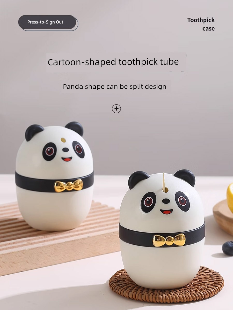 Panda Press Toothpick Box Automatic Pop-up For Home Commercial Bucket Barrel Cans and Bottles Unique Creative Cartoon Cute Storage Box