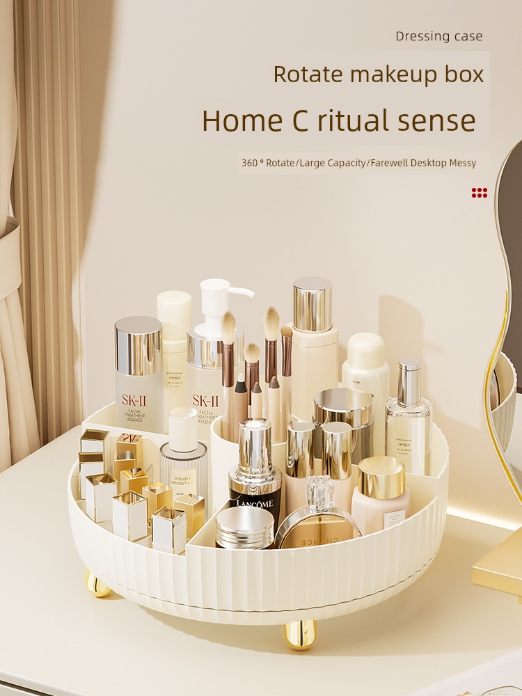 Rotating Cosmetics Storage Box Desktop Large Capacity Skin Care Products Lipstick Storage Box Dressing Table Internet Celebrity Storage Rack
