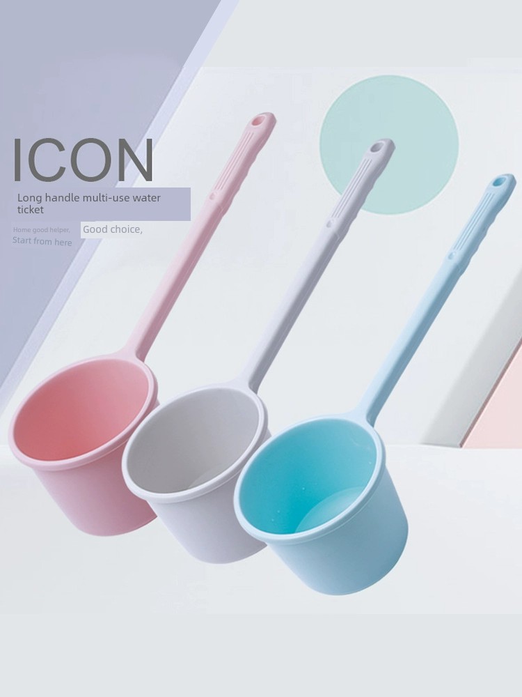 Long Handle Plastic Water Scoop Watering Flowers and Vegetables Bailer Kitchen Thickened Water Chopsticks Bailer Child Baby Bath Ladle
