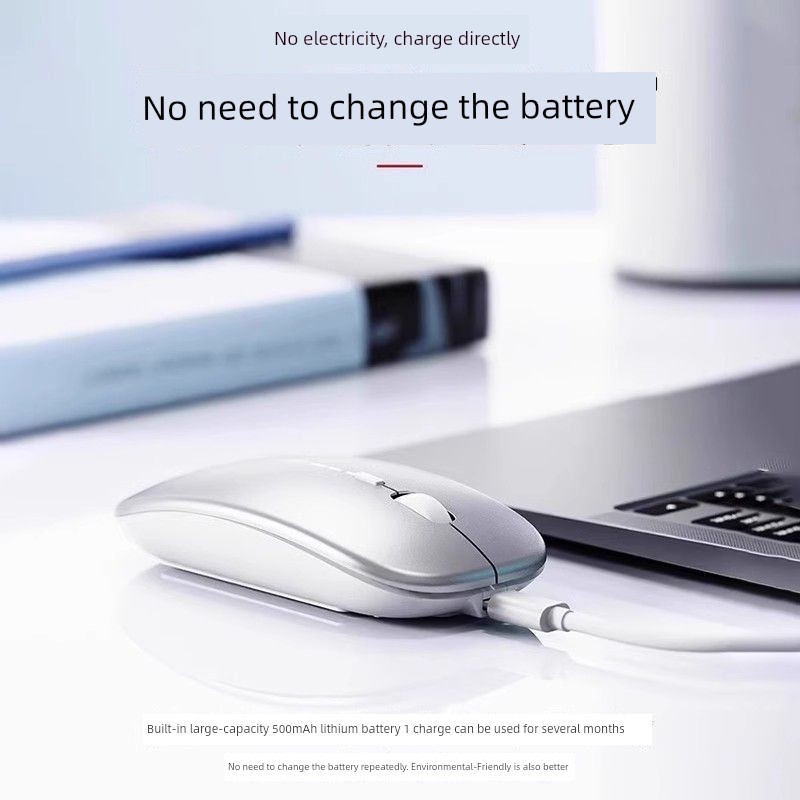 Bluetooth Wireless Mouse Portable Mute Silent Rechargeable Laptop E-Sports Games Tablet Neutral