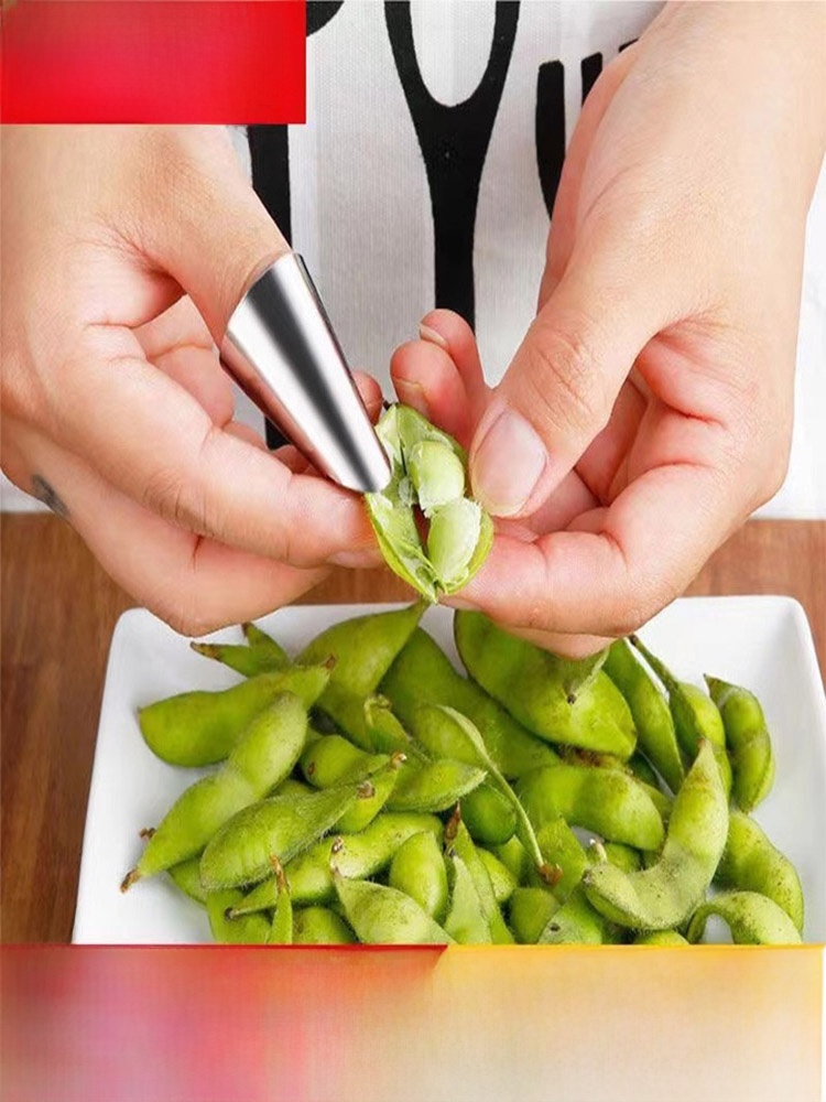 Stainless Steel Picking Iron Nail Cover Finger Protector Handy Gadget Finger Protector Finger Stall Finger Stall Peel Garlic Pinch Bean Thumb Knife
